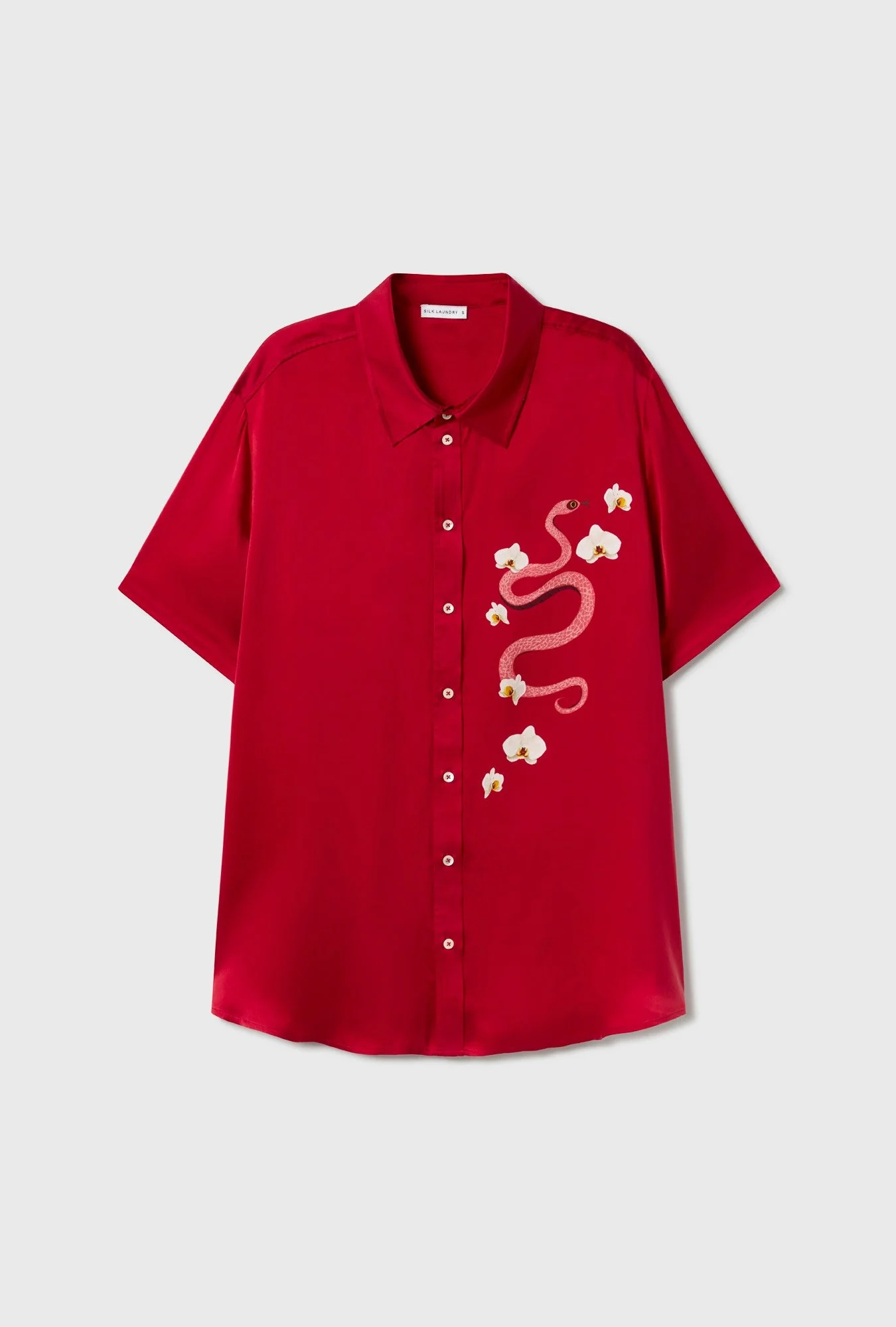 Silk Laundry Short Sleeve Boyfriend Shirt - Year Of The Snake - Image 2