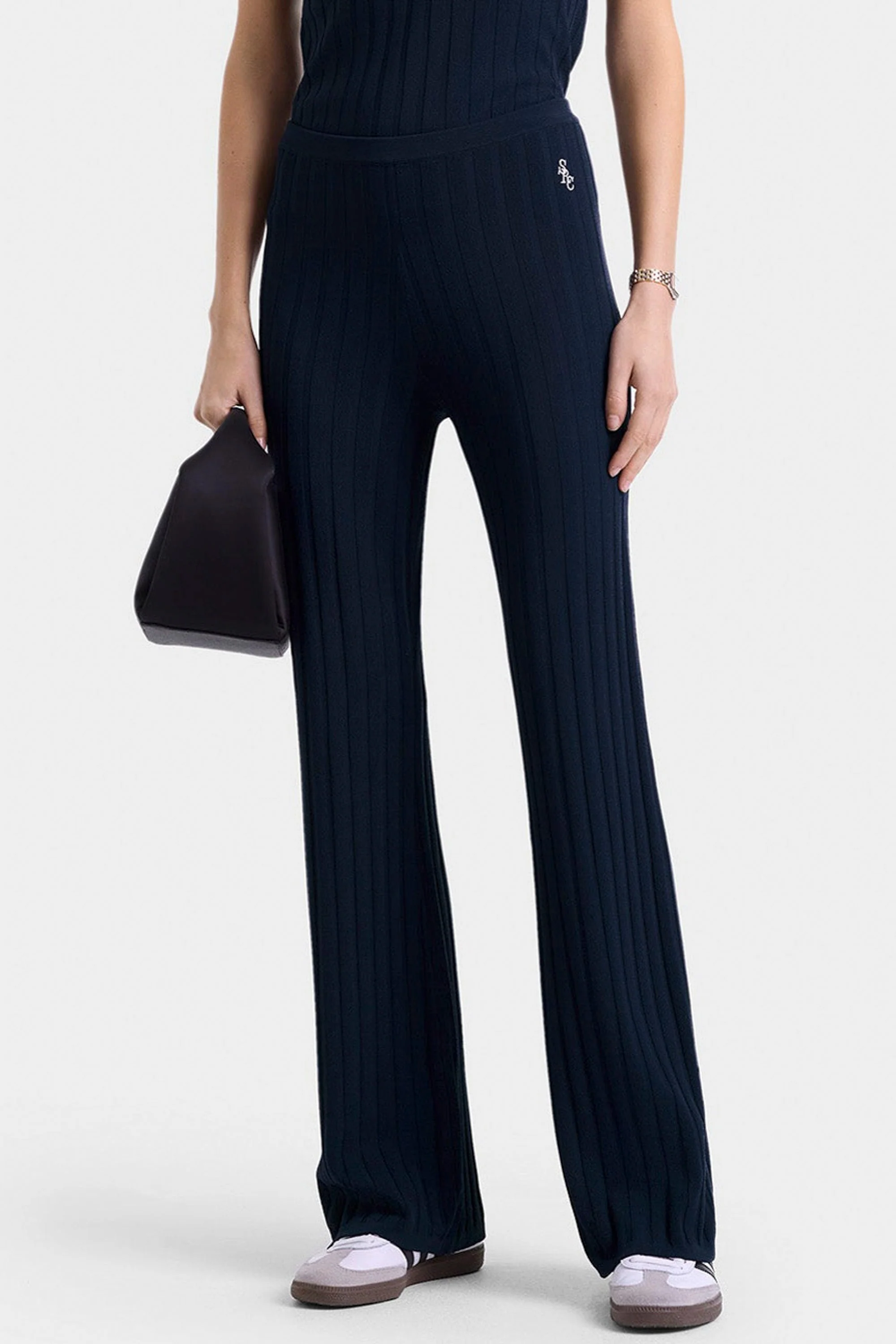 SPORTY & RICH SRC Ribbed Trousers - Dark Navy - Image 5