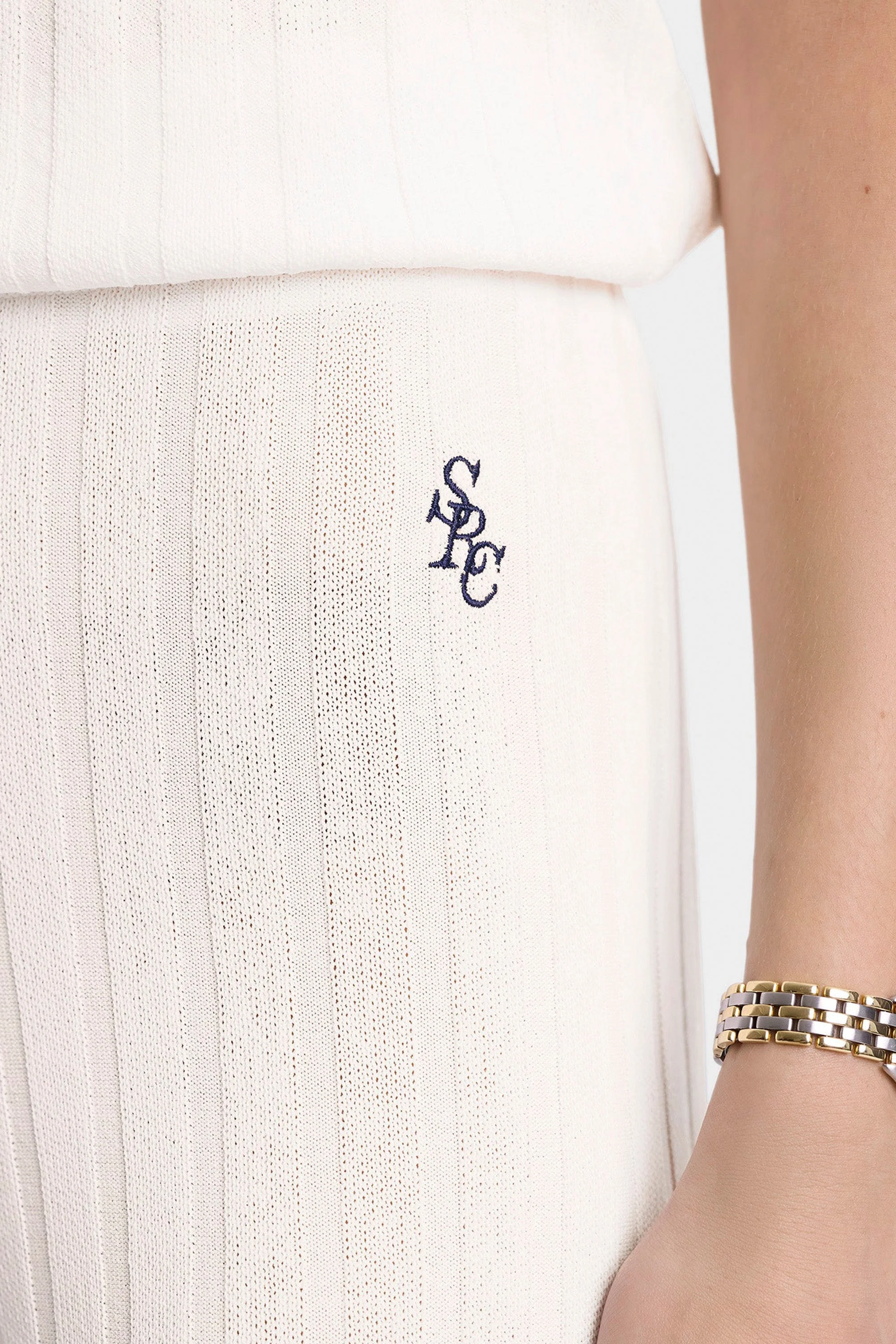 SPORTY & RICH SRC Ribbed Trousers - Ecru - Image 5