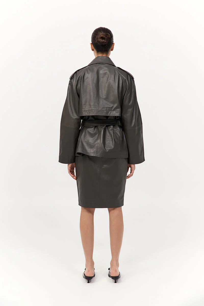 St. Agni Leather Pencil Skirt - Image 10