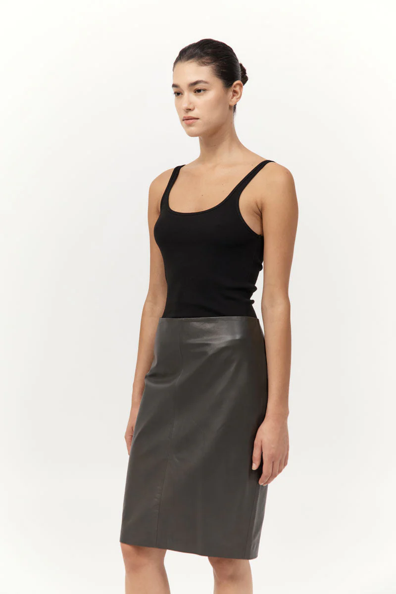 St. Agni Leather Pencil Skirt - Image 4