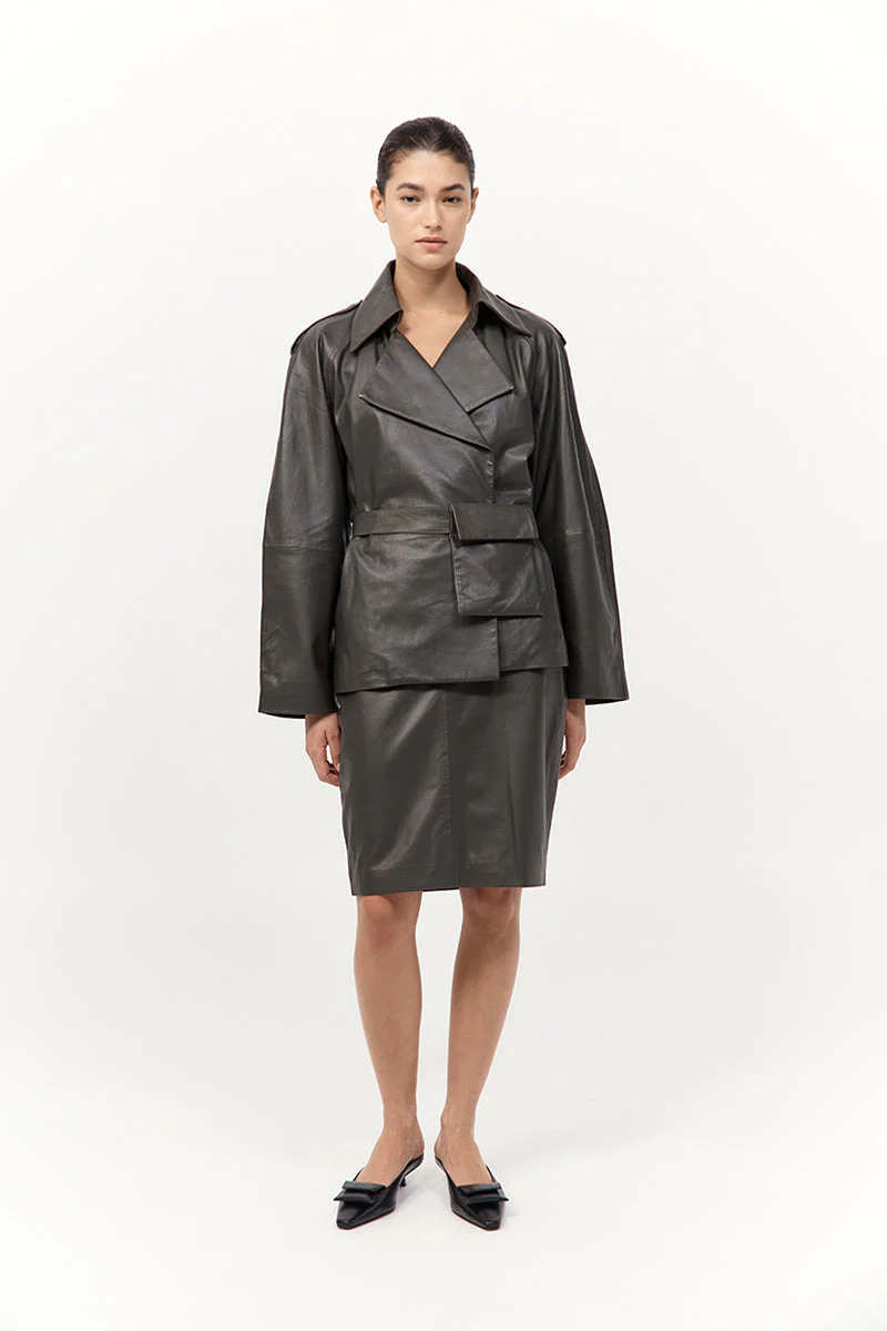 St. Agni Leather Pencil Skirt - Image 6