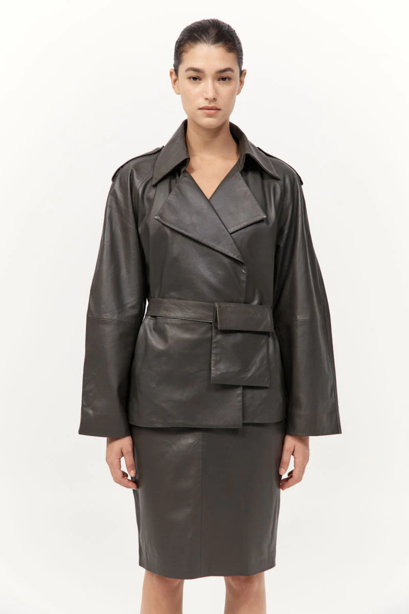 St. Agni Leather Pencil Skirt - Image 7