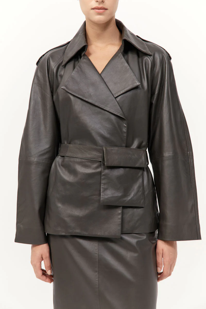 St. Agni Leather Pencil Skirt - Image 8
