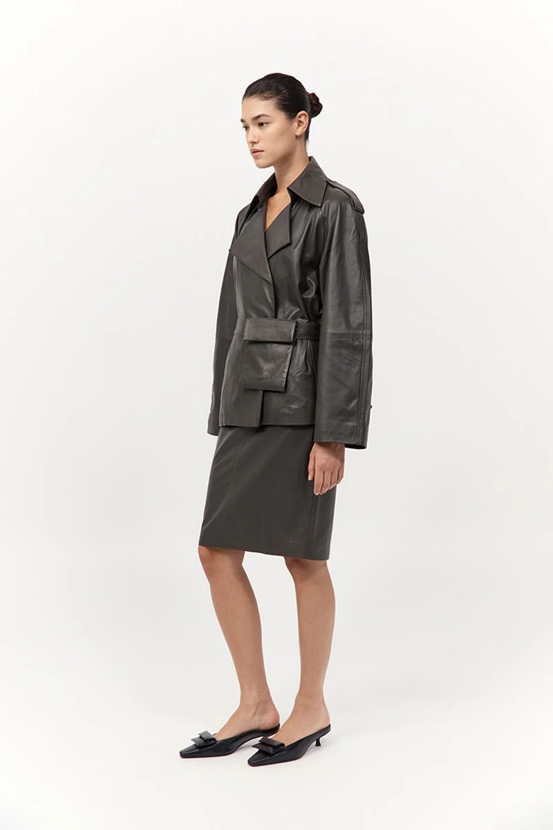 St. Agni Leather Pencil Skirt - Image 9